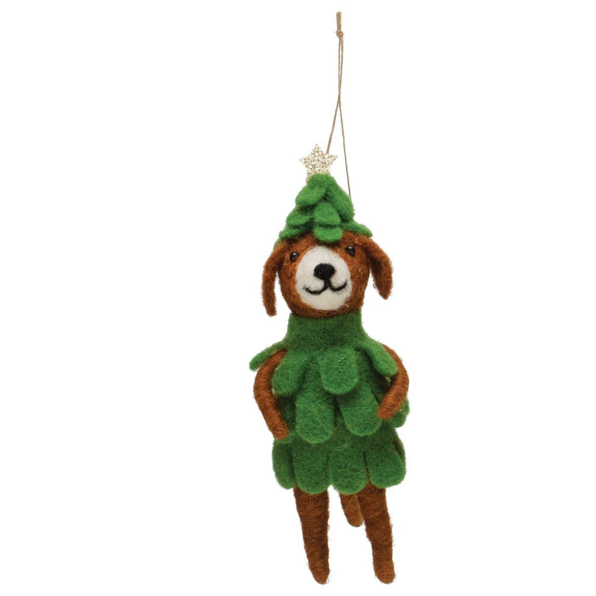 Wool Felt Dog in Tree/Elf Outfit Ornament - Image 4