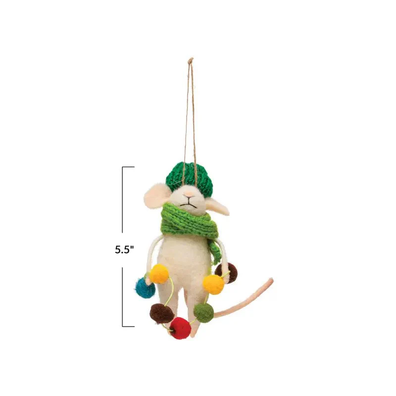 Mouse in Knit Scarf & Hat Ornament - Image 3