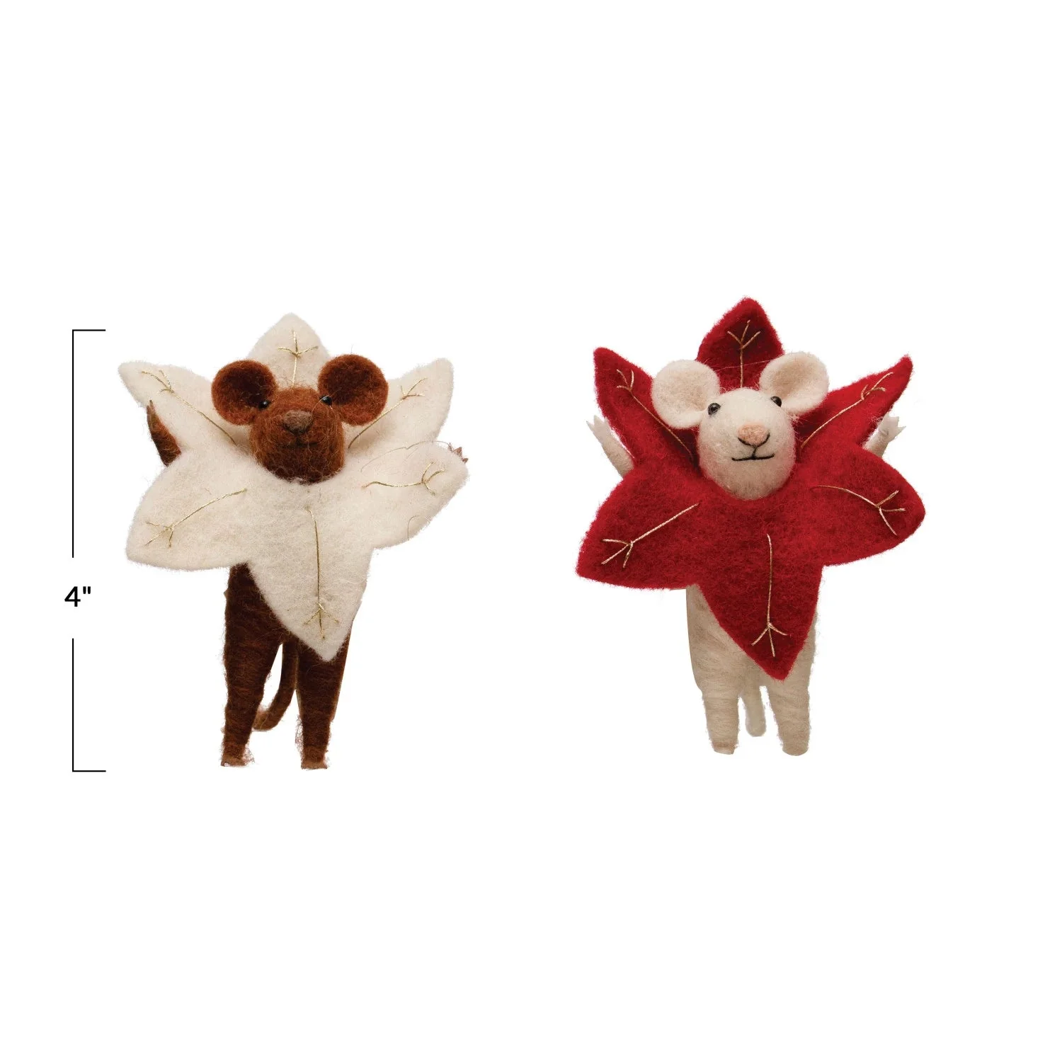 Wool Felt Mouse in Poinsettia Outfit - Image 3