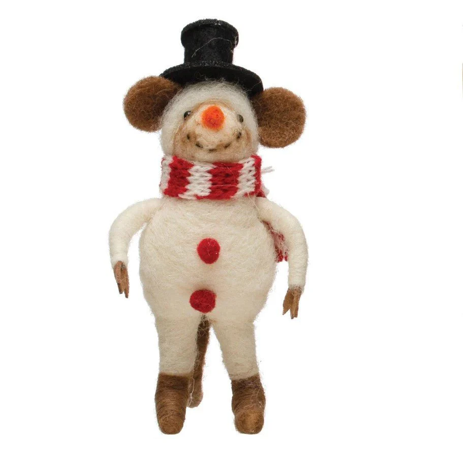 Wool Felt Mouse in Snowman/Reindeer Costume - Image 4