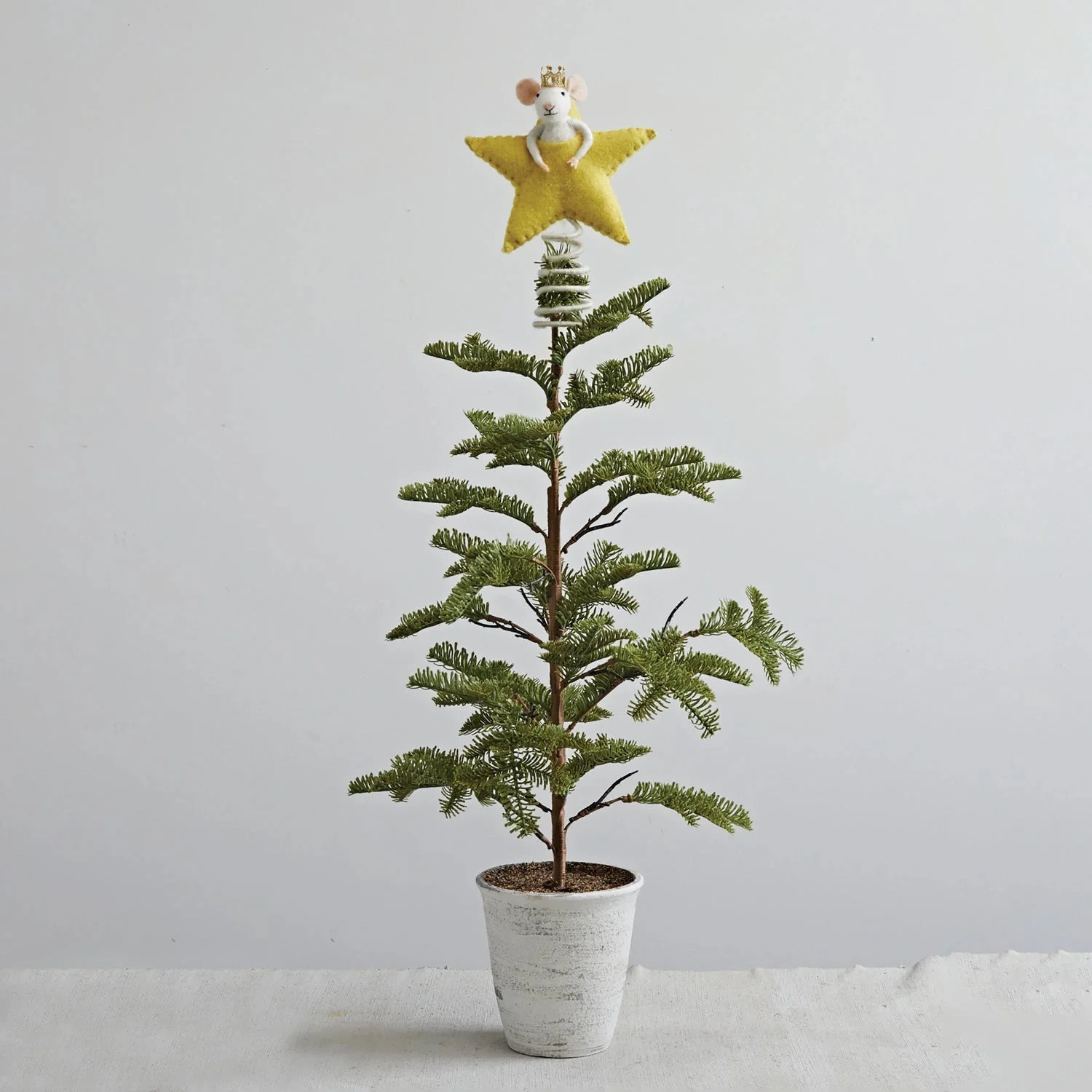 Wool Felt Star with Mouse in Crown Tree Topper - Image 2