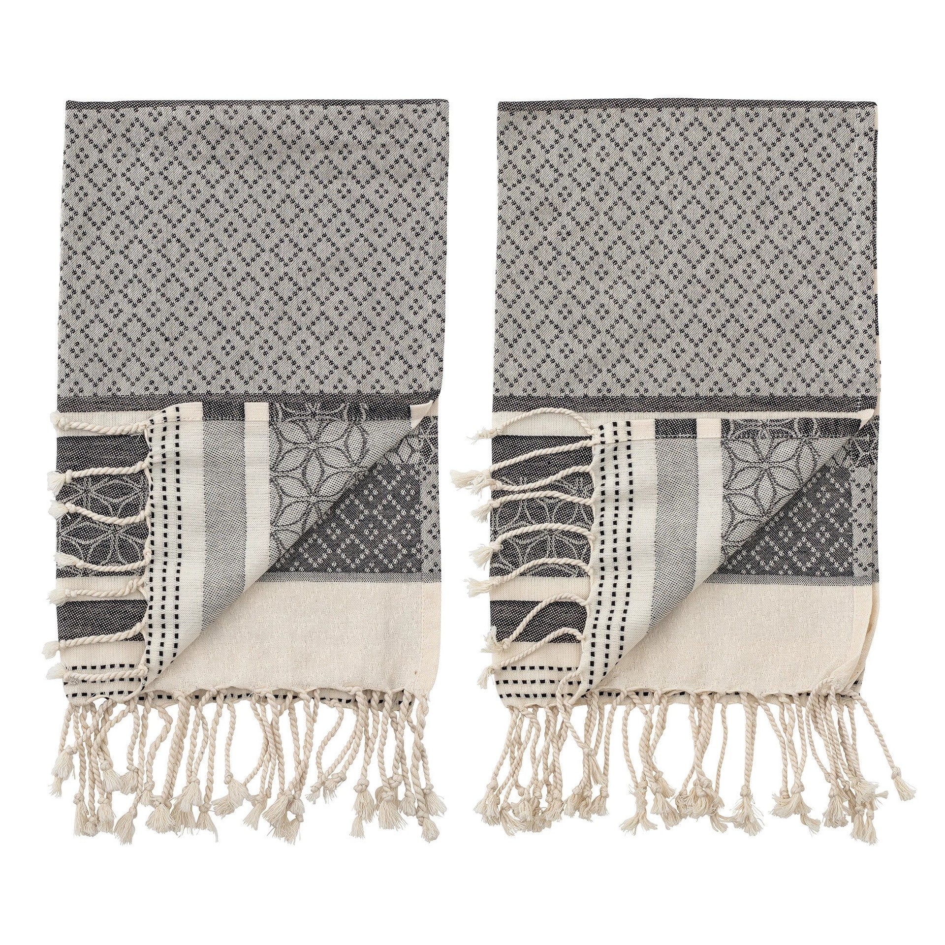 Woven Black & Cream Tea Towel - Image 2