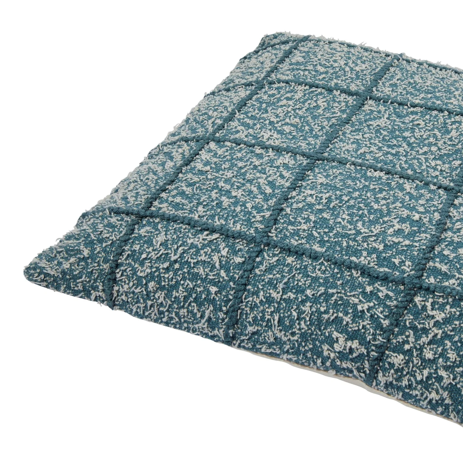 Woven Cotton Pillow With Embroidered Grid - Image 2