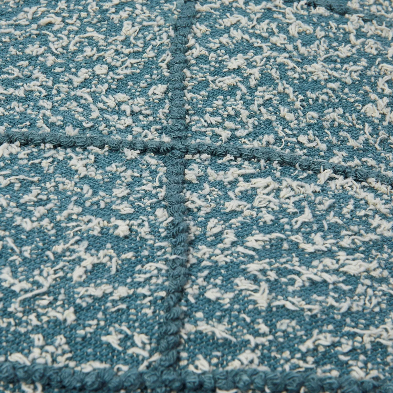 Woven Cotton Pillow With Embroidered Grid - Image 3