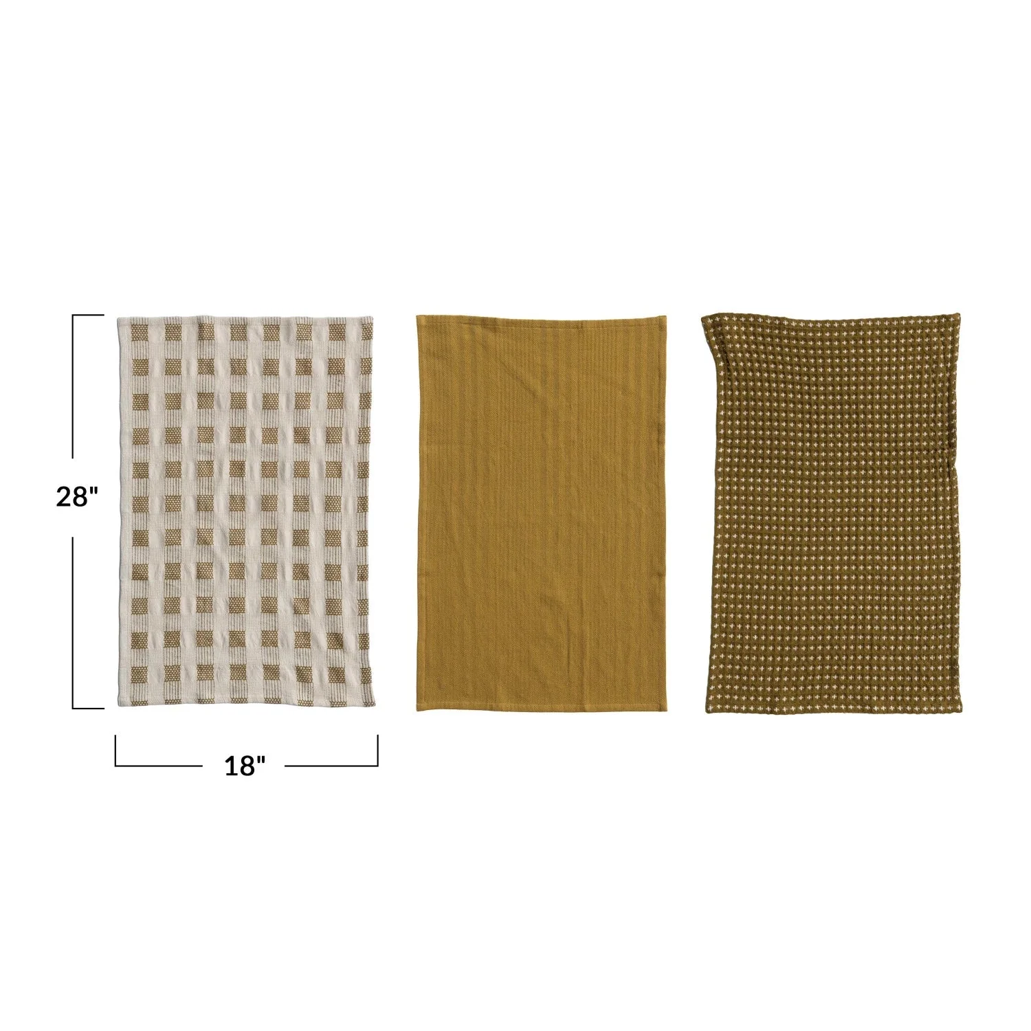 Olive & Cream Cotton Tea Towel Set - Image 3