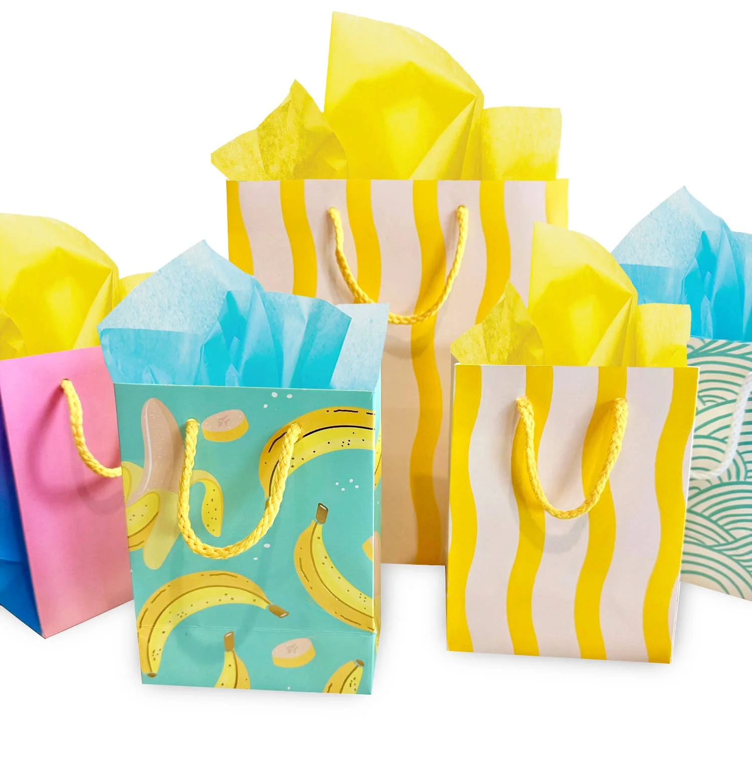 Yellow Fussy Stripe Gift Bag - Image 2